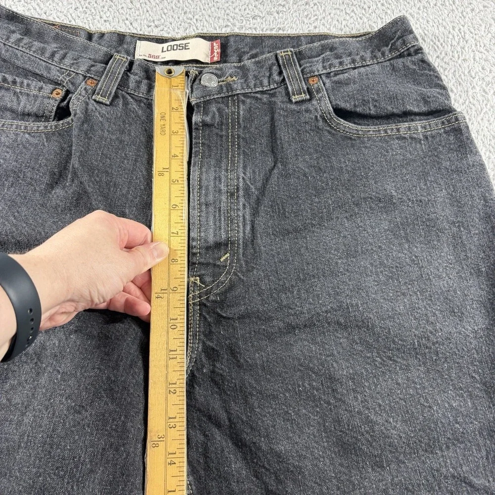 Vintage Levi 569 Jorts Mens 36 Black Dark Wash Jean Shorts Denim 11